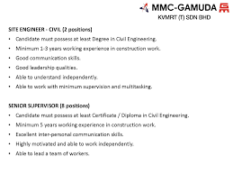 Shares in gamuda bhd and mmc corp bhd advanced in morning trades today after the companies formalised their roles in in separate filings to bursa malaysia today, mmc corp and gamuda said their joint venture (jv) unit mmc gamuda kvmrt (pdp ssp) sdn bhd. Mmc Gamuda Mrt On Twitter Job Vacancy Mmc Gamuda Kvmrt T Sdn Bhd
