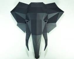Lion Headlion Paper Lion Lowpoly Paper Trophy Etsy Elephant Head Elephant Paper Sculpture