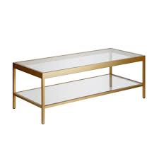 Shop our large glass coffee tables selection from the world's finest dealers on 1stdibs. Meyer Cross Alexis 45 In Brass Large Rectangle Glass Coffee Table With Shelf Ct0380 The Home Depot