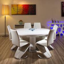 Modern Dining Set White Gloss Round Oval Extending Table 6 High Chairs Dining Sets Modern Modern Dining High Table And Chairs
