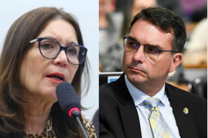 Flávio Bolsonaro e Bia Kicis discutindo possibilidade de vice