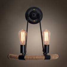 Thank you for contacting kichler lighting. Rustic Style Open Bulb Wall Lamp Metal And Rope 2 Lights Black Wall Sconce Light For Restaurant Bar Takeluckhome Com