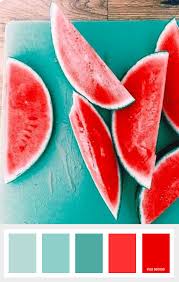 Pale green is a gorgeous summer color for your walls, but it can also be a lovely accent color for it would fit in with a variety of interiors, whether you want to go all out with a fun design scheme like this. Red And Sea Green Color Scheme Summer Color Palette Beach Paint Colors