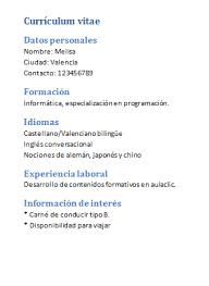 Elige una tipografía sencilla y estructura la información de. Curso Gratis De Word 2010 Aulaclic 3 Ejercicio Introduccion De Datos