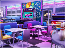 The 50's diner style has been recreated throughout the country. Retro Bowling Diner The Sims 4 Catalog
