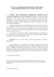 Check spelling or type a new query. Doc Some Considerations Regarding The Regulation Of The Extinctive Prescription In The New Romanian Civil Code Adrian HodiÈ™ Academia Edu