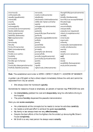Sentence examples for adverb of manner. Adverbs Of Manner English Esl Worksheets For Distance Learning And Physical Classrooms