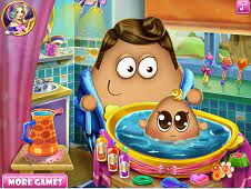 You can use any of the two buttons to take your hero to the bathroom. Pou Baby Wash Pou Games