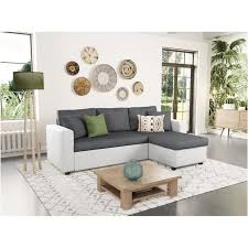 Ce canapé mint se distingue par son coloris doux et tendance. Canape D Angle Convertible Blanc Et Gris Novocom Top