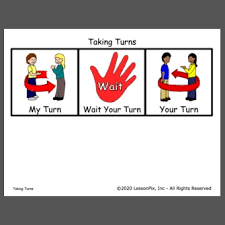 In an exam you have to take turns with your partner because you both need to talk. Taking Turns Visual