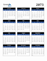 Editable 2073 Calendar