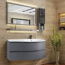 Modern wall hung bathroom vanity units & freestanding bathroom vanity units with free next day uk delivery. Gloss Grey Bathroom Vanity Basin Unit Wall Hung Left Curved Drawer Storage Cabinet Furniture 1000mm