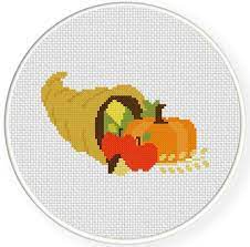 Free counted cross stitch cornucopia patterns. Thanksgiving Cornucopia Cross Stitch Pattern Stitch Patterns Cross Stitch Patterns Cross Stitch