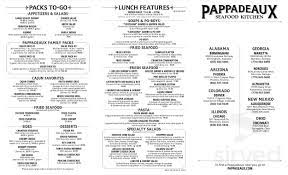 A list of commands or options, esp. Pappadeaux Seafood Kitchen Menu In San Antonio Texas Usa