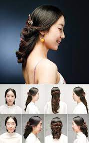 Fusion Wedding Hairdo A Combination Of Korean Chignon And Western Bun This Hair Style Maximizes Eastern Traditional Hairstyle Hair Styles Korean Hairstyle