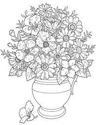 This page has an image of a cute easy flowers in a pot for beginners to color. Flowers In A Pot Coloring Page For Kids Free Printable Picture