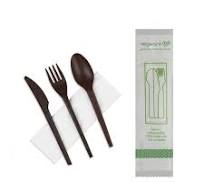 Vegware - Veridian™ Compostable CPLA cutlery kit brown