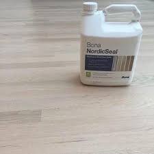 First Coat Of Sealer Down Bona S New Nordic Seal Gives A Nice Touch Of Warm White Excited To App Red Oak Floors Wood Floors Wide Plank Hardwood Floor Colors