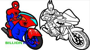 72 spiderman pictures to print and color. Color Fun Bikes Jumping With Spiderman And Batman Coloring Pages For Kids Coloring Book Video Dailymotion