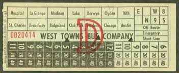 Transfer From West Towns Bus Company Chicago Illinois Suburban 1957 Berwyn West Town Illinois