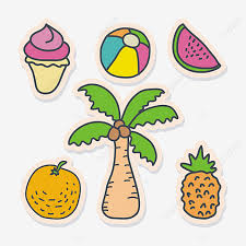 Liburan Musim Panas Yang Lucu Dengan Stiker Kartun Yang Digambar Tangan Sederhana Dan Trendi Dengan Gaya Kawaii Dan Doodle Gurita Kulit Bola Png Dan Vektor Dengan Latar Belakang Transparan Untuk Unduh Gratis