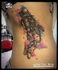#spaceman #spacemantattoo #1950s #spacetattoo #thefutureisnow #allsaintstattoo #allsaintsatx #austintx #austintexas #downtownaustin #atx #6thst #austintattoo #austintattooing #blackandgrey #blackandgreytattoo #jonreedtattooer Realistic Side Astronaut Tattoo By Magnum Tattoo