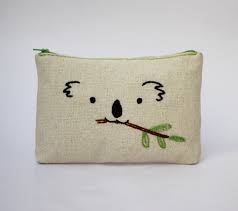 Pouch Koala Hand Embroidered Pencil Case Makeup Bag Etsy In 2021 Koala Hands Embroidered Bridesmaid Gifts Makeup Bag