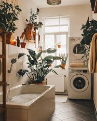 Inspirasi desain kamar mandi unik dan minimalis. Desain Interior Ruang Cuci Multifungsi Dengan House Plants Yang Menghadirkan Suasana Asri Inspirasi Desain Rumah Terkini
