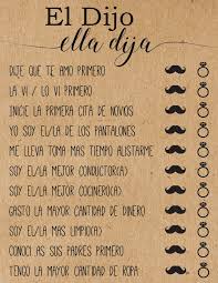 El Dijo Ella Dija He Said She Said Spanish Despedida Despedida De Soltera B Despedida De Soltera Ideas Juegos Juegos Boda Juegos Despedida De Soltera