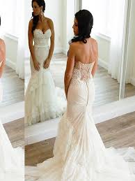 Trumpet Mermaid Sweetheart Court Train Lace Tulle Sleeveless Wedding Dresses Online Wedding Dress Sweetheart Wedding Dress Ivory Lace Wedding Dress