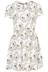 Topshop Jubilee Swan Print Collared Tea Dress Uk8 Eur36 Us4 Clothes Pretty Outfits Print Dress