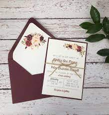 Rustic Wedding Invitation Boho Chic Invitation Burgundy Etsy Wedding Invitations Rustic Marsala Wedding Invitation Burgundy Wedding Invitations