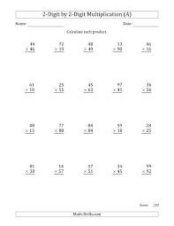 Multiplying 2 Digit By 2 Digit Numbers Multiplication Practice Math Practice Worksheets Multiplication
