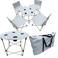 The 5 piece set includes 4 metal padded folding chairs and a square folding table. Folding Camping Chairs Table Set With Carry Bag Red Camp Chair Beach Camp Chair Samudra Ke Kinare Baithne Ke Camp Chair Camper Chair à¤« à¤² à¤¡ à¤— à¤• à¤ª à¤— à¤š à¤¯à¤° Young India Impex Surat Id 15965566497