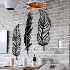 Feather Metal Wall Art Set Of 3 Metal Wall Decor Metal Wall Etsy Metal Wall Art Living Room Black Metal Wall Art Metal Wall Art