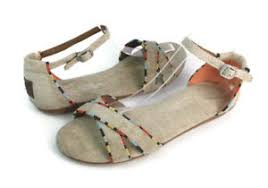 Toms Womens Sand Textile Strappy Ankle Strap Flat Sandals