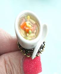 Chicken Noodle Soup Ring Miniature Food Jewelry Noodles Ring Etsy In 2020 Miniature Food Miniature Food Jewelry Chicken Noodle Soup