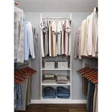 Closet Evolution Hanging Starter 25 In W White Wood Closet Tower System Wh2 The Home Depot Closet System Best Closet Systems Wood Closet Systems