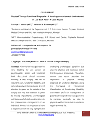 Due to the physical nature of the sport, mma is associated with various types of injuries. Pdf Physical Therapy Functional Diagnosis A Novel Approach Towards The Treatment Of Low Back Pain A Case Report