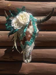 Turquoise And Lace Cow Skull Cow Skull Art Painted Cow Skulls Cow Skull
