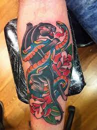 American Traditional Panther Snake Arm Tattoos Google Search Traditional Snake Tattoo Snake Tattoo Designs Tattoos