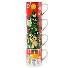 Maxwell Williams Kris Kringle Tree Stackable Holiday Mugs Set Of 4 Christmas Entertaining Mugs Set Christmas Table Decorations