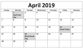 Germany April 2019 Calendar With Holidays 2019 Calendar Holiday Calendar Holiday Calendar Printable