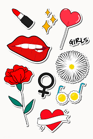 Black And White Vector Sticker Download Premium Vector Of Set Of Sticker Doodle Vector 2034635 Print Stickers Valentine Stickers Black And White Stickers