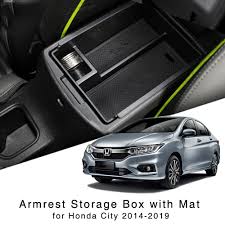 The front and rear seats are covered in fabric. For Honda City 2014 2019 Armrest Storage Box Center Console Glove Tray Interior Organizer Shopee Malaysia
