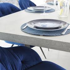 Check spelling or type a new query. Levante Concrete Effect 180cm Extending Dining Table 6 Elson Blue Velvet Chairs