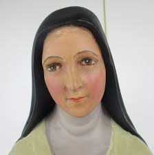 Statue Plaster St Therese Lisieux Little Flower of Jesus Gorgeous Face  Chapel Church 32.67"