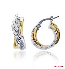 Arracadas De Dos Tonos De Oro Amarillo Y Blanco De 14 Kilates Soloencostco Aretes Aretes De Oro Oro