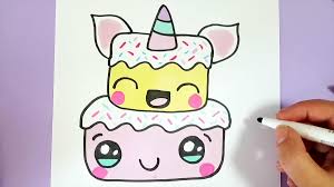 Kawaii bilder malen leicht : Einen Kawaii Einhorn Kuchen Selber Malen