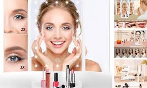 Lighted Makeup Mirror 3X/2X/1X Magnification 21 LED Trifold Vanity White